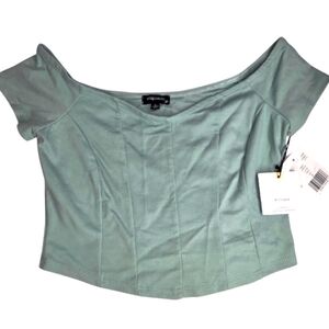NWT Originality S Sage Corset Off Shoulder Crop Top AV-2121